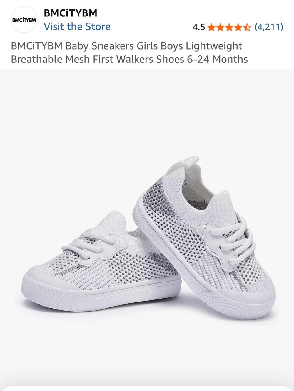 Kids White Breathable Mesh Baby Sneakers - Lightweight First Walkers